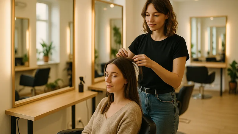 Odtwarzanie muzyki w salonie fryzjerskim podczas pracy z klientką